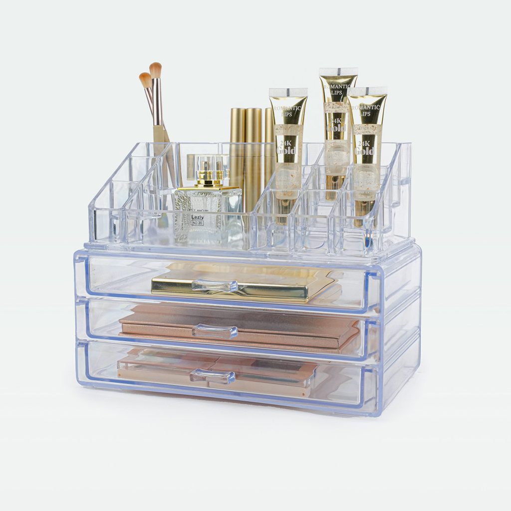 استند آرایشی سه کشو با رویه ساده و طراحی شیک