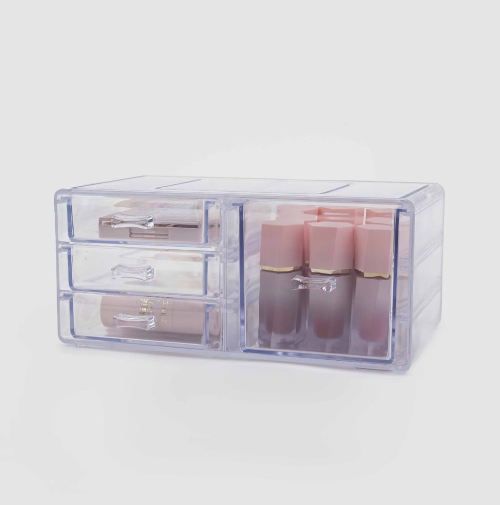 دراور چهار کشو بزرگ شفاف مناسب نظم‌دهی لوازم آرایش و وسایل کوچک