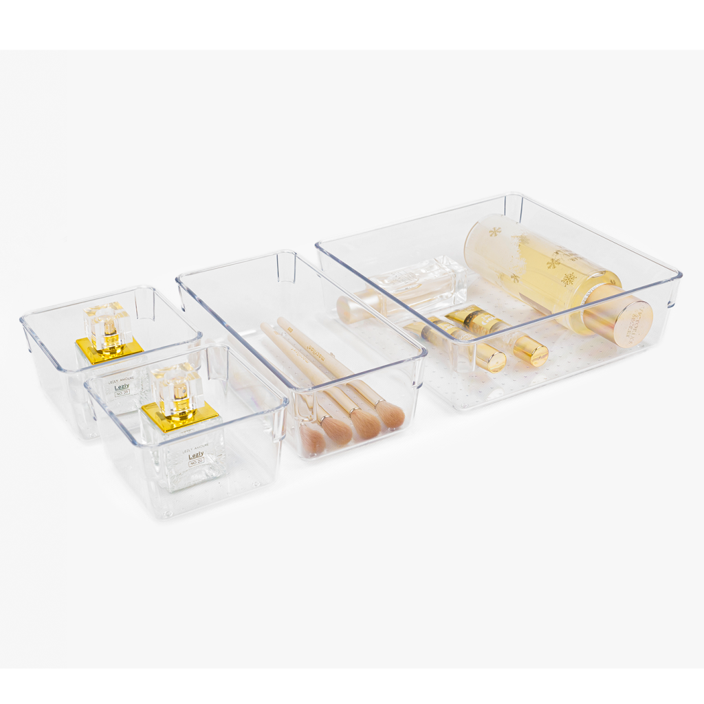 ست نظم‌دهنده ۴عددی داخل کشو شفاف با سه سایز